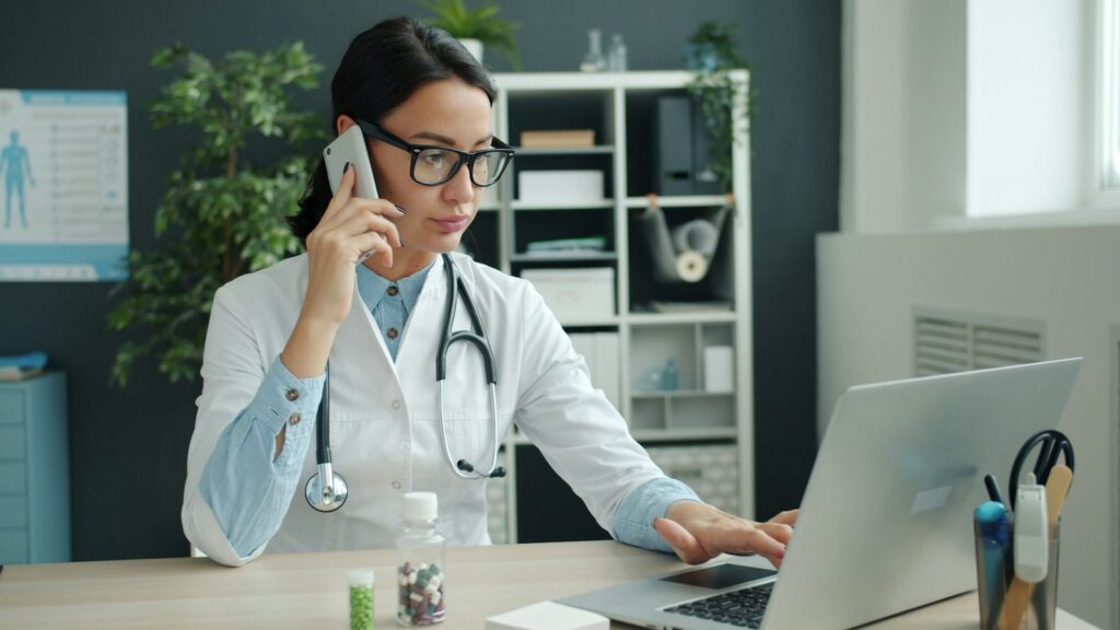 Doctor answering a patient's call about side effects before any decision to stop PEP