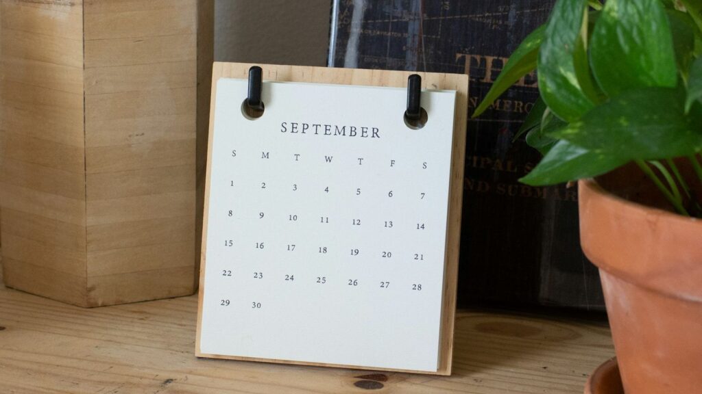 Monthly calendar with days crossed off, tracking progress through the 28 days of PEP
