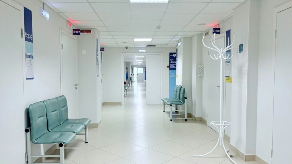 Quiet clinic waiting area where HIV test results are explained in private